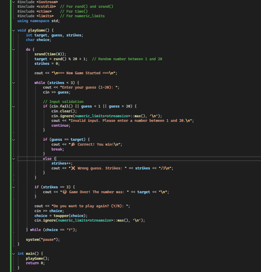 C++ Number Guess Code